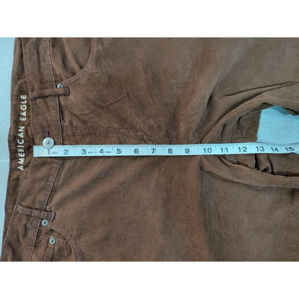 American Eagle Corduroy Low Rise Skater Jean Women's 14 Reg Brown Baggy Wide Leg - Picture 13 of 15